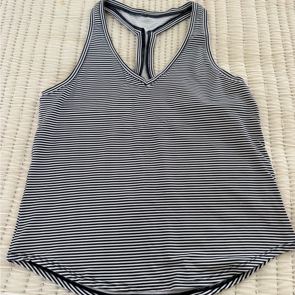Southern Tide Black and White Striped Muscle Tee